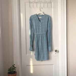 Baby Blue Plaid Shirt Dress